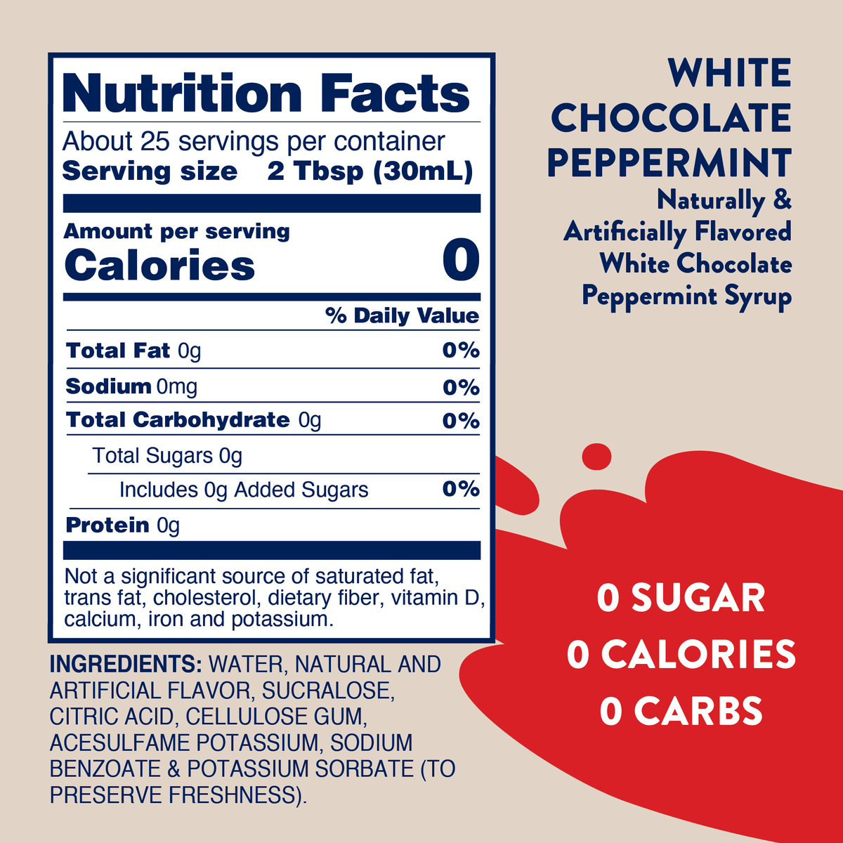 Sugar Free White Chocolate Peppermint Syrup