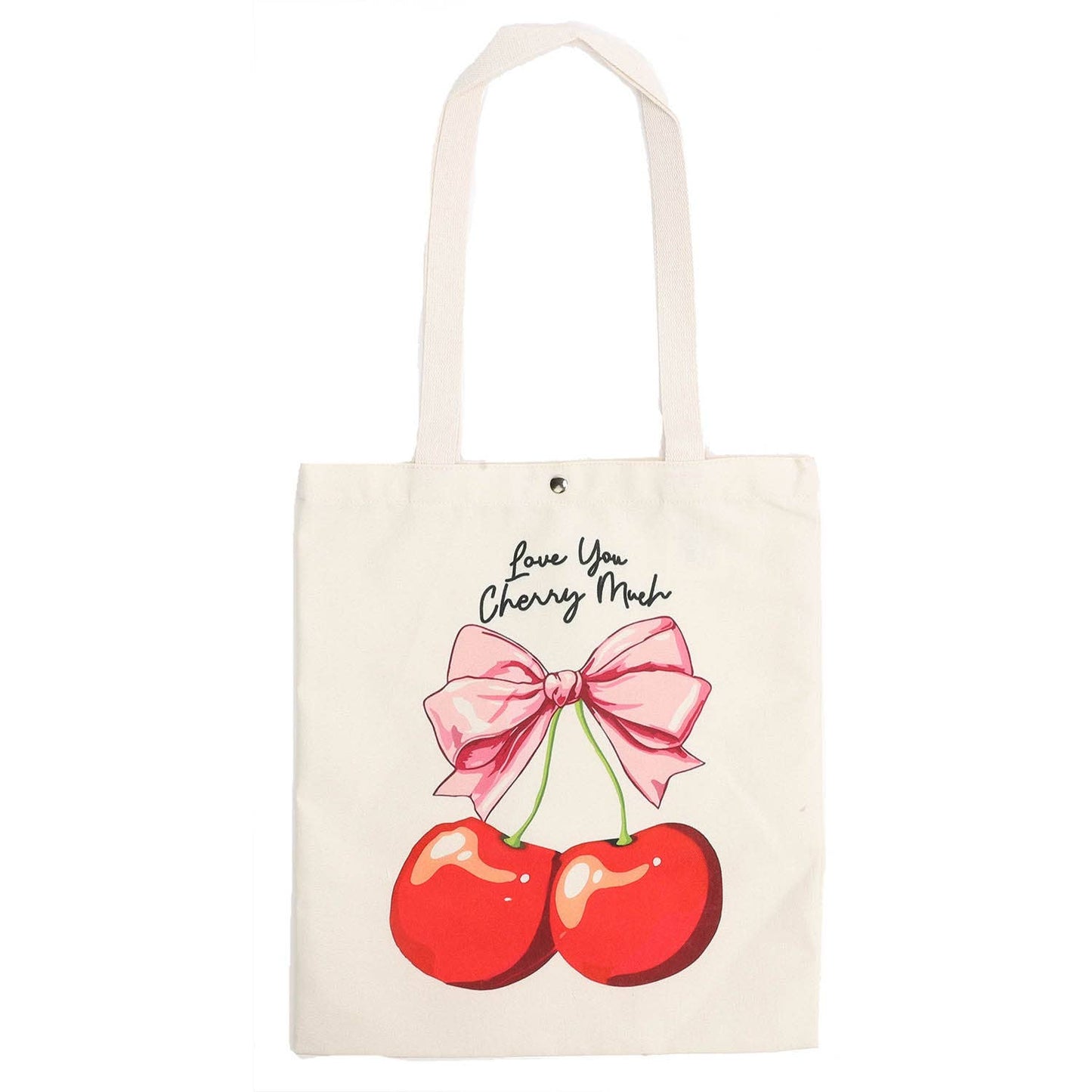 Canvas Tote Bag Featuring Cherry Theme Graphics Print