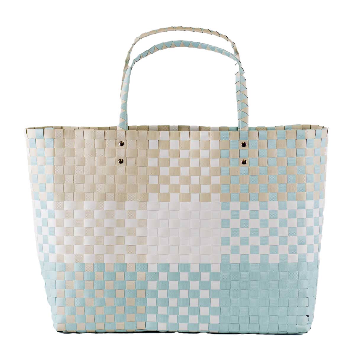 Heather Woven Beach Tote White/Shell/Sky 17x14x5