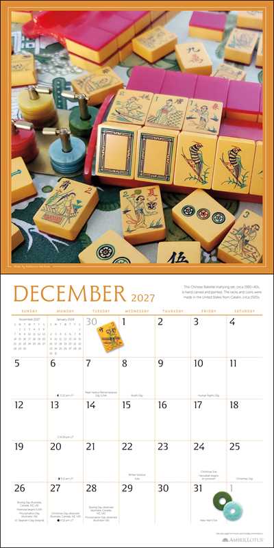 Art of Mahjong 2027 Wall Calendar by Katherine  Hartman