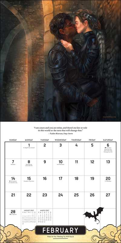 Fourth Wing Officially Licensed Fan Art 2027 Wall Calendar by Entangled