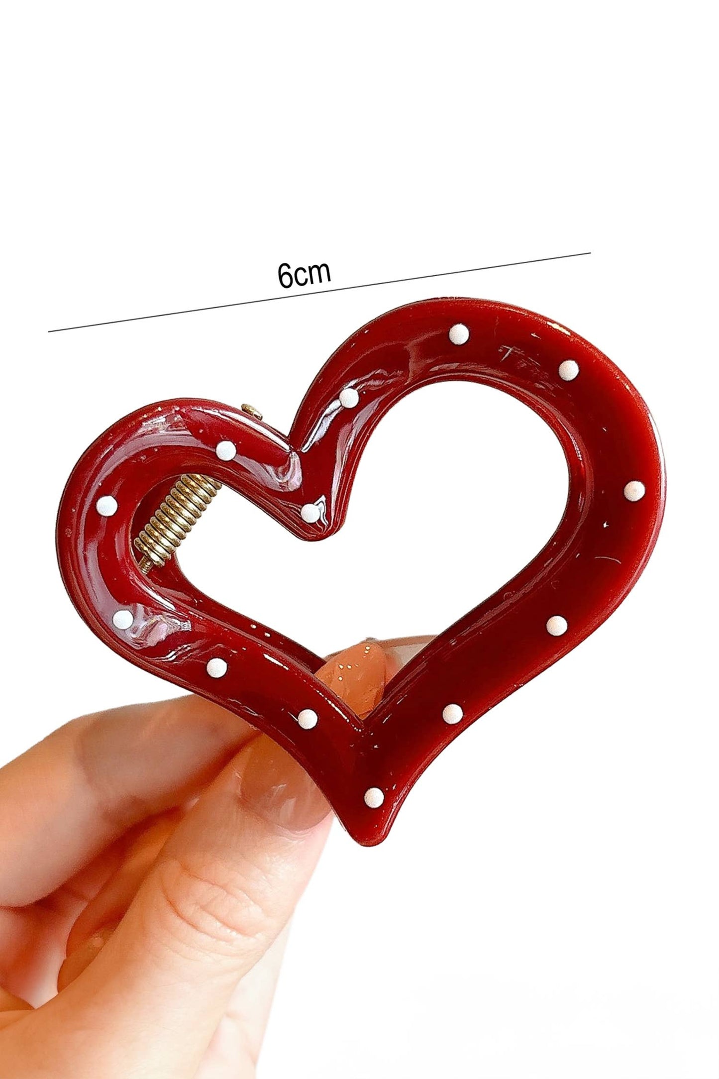 Valentine's Day Gift Polka Dot Plastic Heart Hair Claw Clip