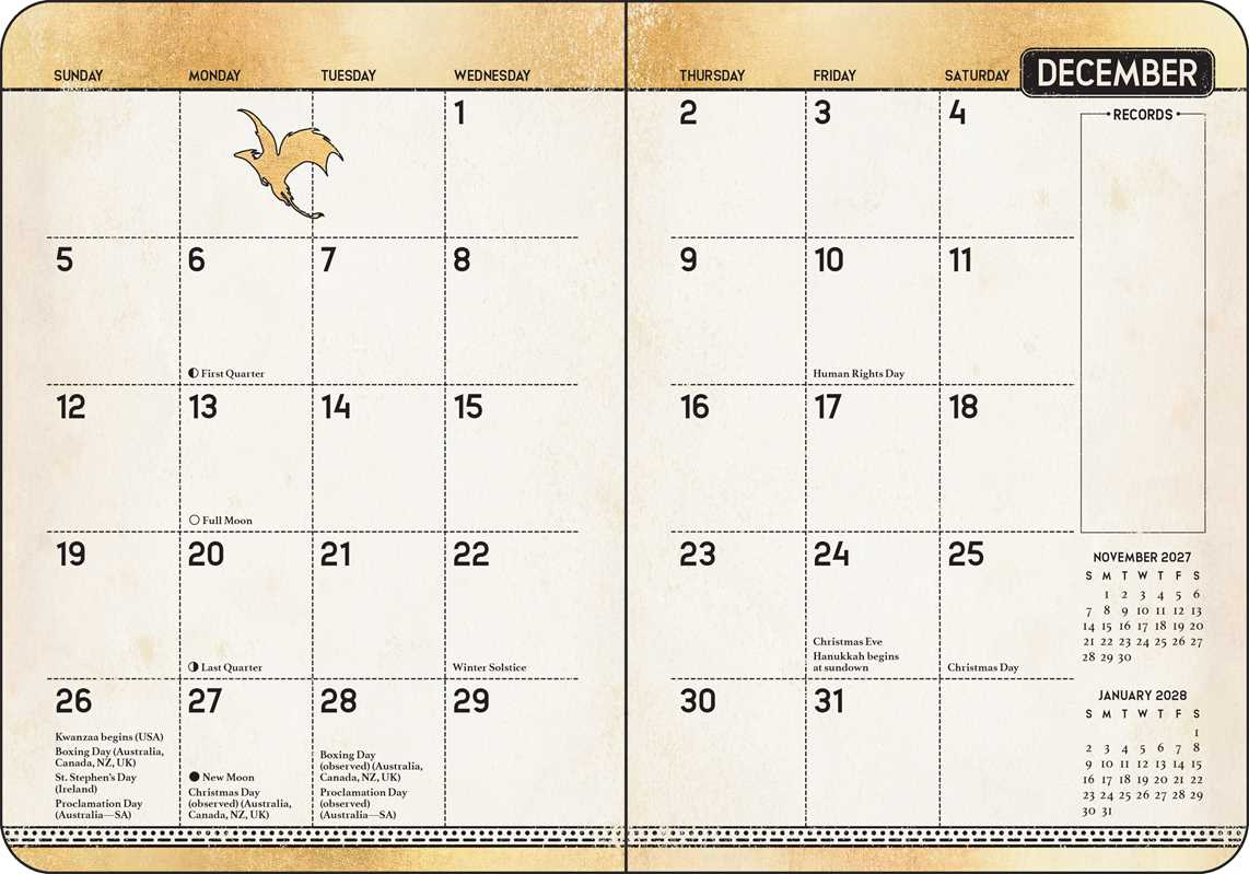 Fourth Wing 2027 Monthly/Weekly 12-Month Planner Calendar by Entangled