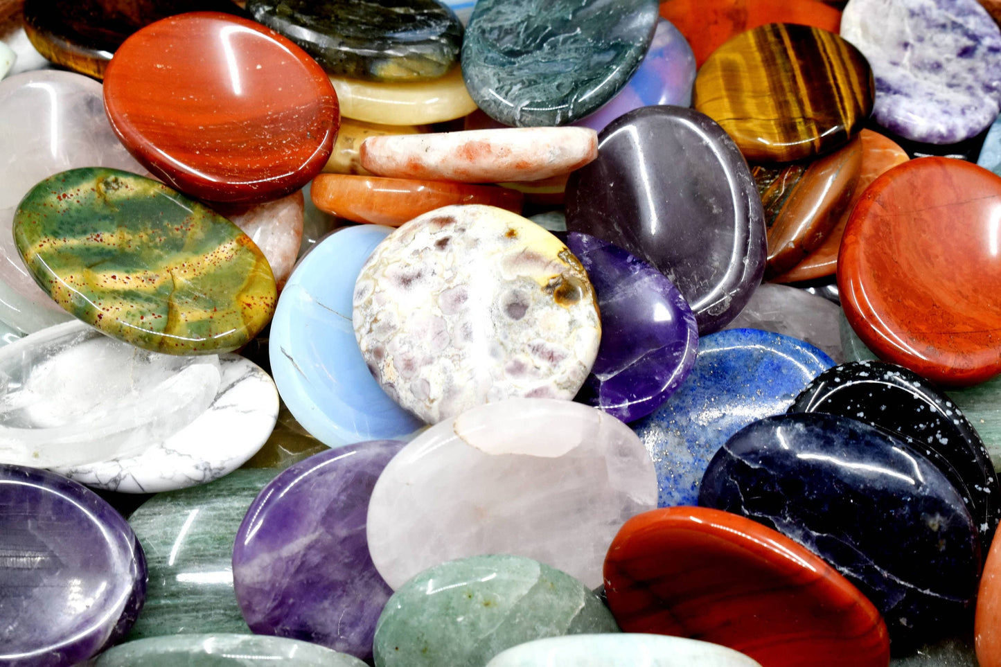 25pcs Gemstone Worry Stones, Palm Stone, Thumb Stone