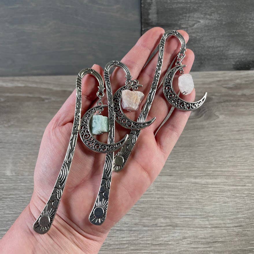 Gemstone Moon Bookmarks – Crystal Book Accessories