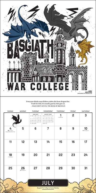 Fourth Wing Officially Licensed Fan Art 2027 Wall Calendar by Entangled
