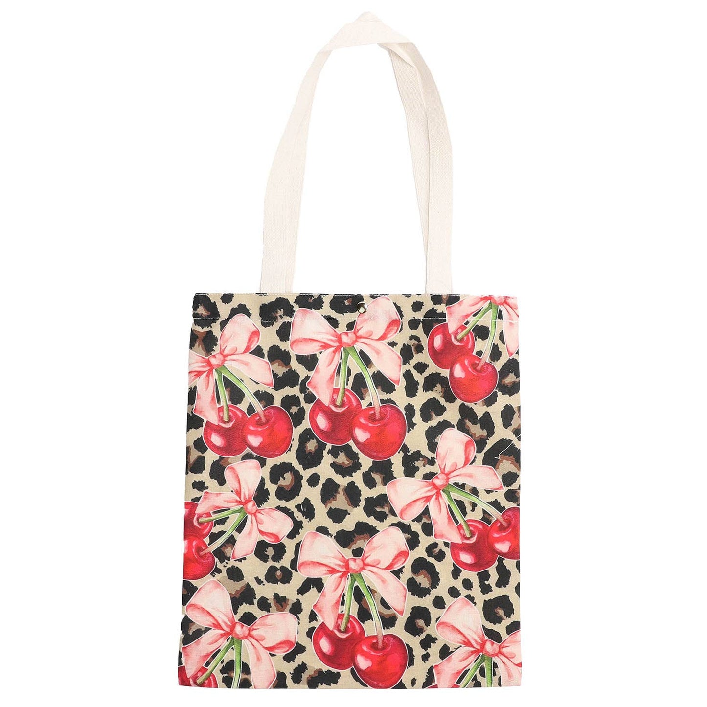 Canvas Tote Bag Featuring Cherry Theme Graphics Print